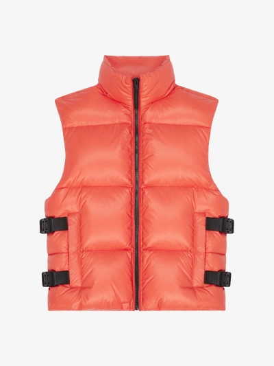 Givenchy Sleeveless Puffer Jacket With Buckles In Orange