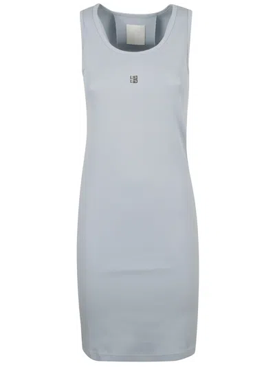Givenchy Sleeveless Ribbed Dress With Design In Gray