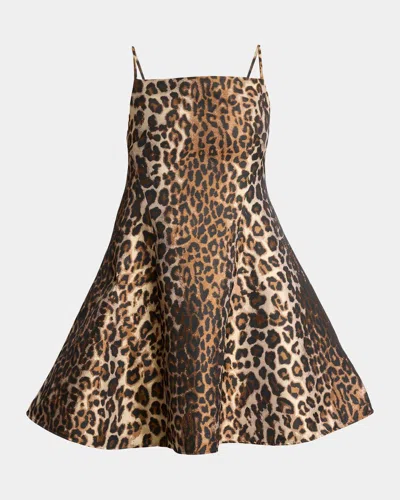 Givenchy Sleeveless Sliced Leopard Jacquard Mini Dress In Brown