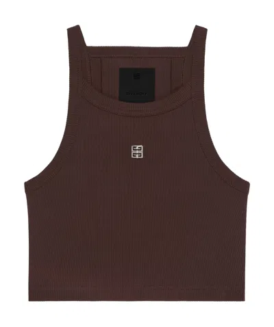 Givenchy 4g Logo Ribbed Crop Tank Top In Brown