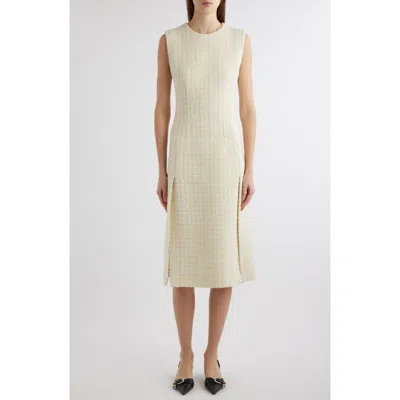 Givenchy Sleeveless Wool Blend Tweed Midi Dress In Ecru