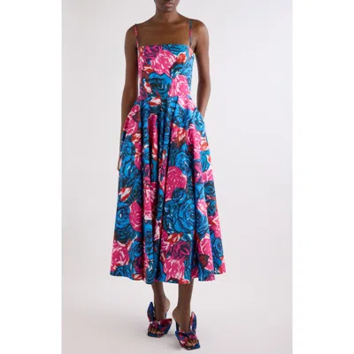 Givenchy Sliced Long Dress In Poplin With Floral Print In Multi