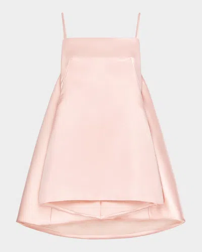 Givenchy Sliced Mini Dress In Satin With Cape In Pink