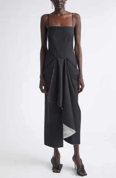 Givenchy Sliced Draped Wool & Mohair Dress In Black