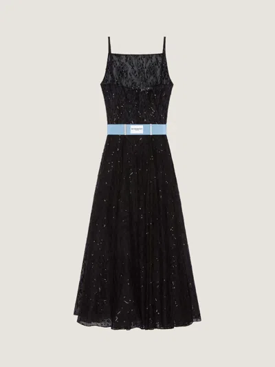 Givenchy Sliced Evening Dress In Lace And Sequins In Black