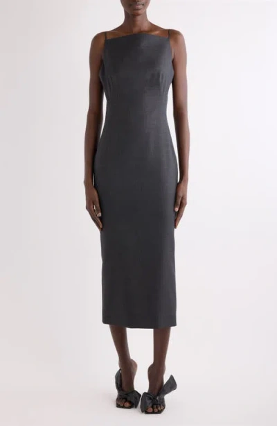 Givenchy Sliced Kickback Wool Grain De Poudre Sheath Dress In Gray