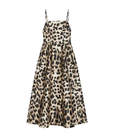 Givenchy Sliced Long Dress In Leopard Jacquard In Brown