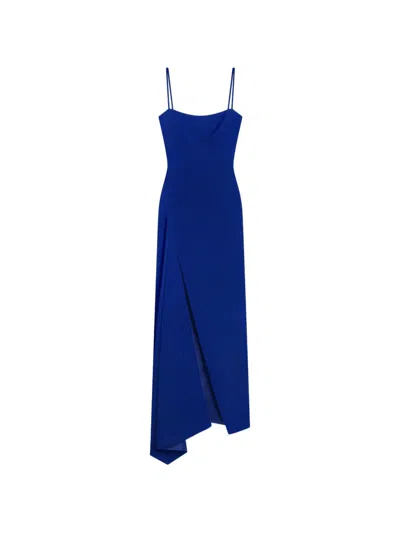 Givenchy Sliced Long Slashed Dress In Velvet In Blue