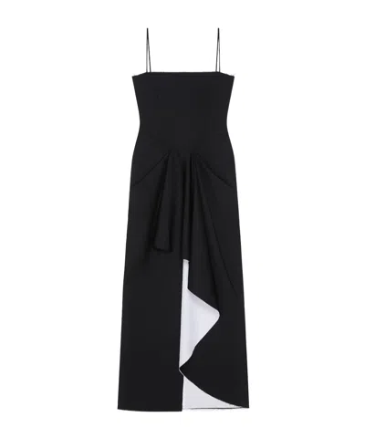 Givenchy Asymmetric Wool And Mohair-blend Midi Wrap Dress In Blue