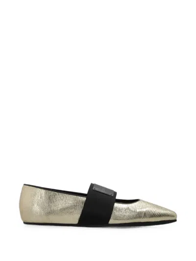 GIVENCHY SLICED METALLIC LEATHER BALLET FLATS