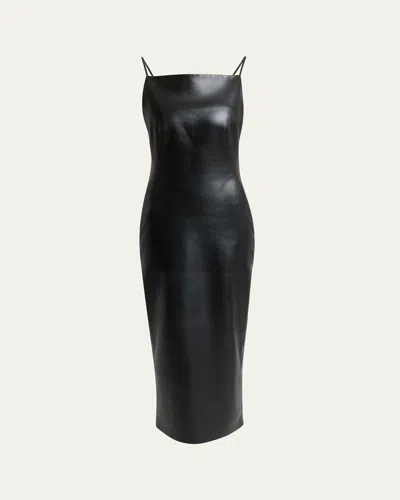 Givenchy Sliced Midi Leather Dress In Black