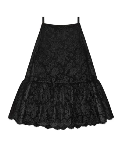 Givenchy Sliced Mini Ruffled Dress In Lace In Black