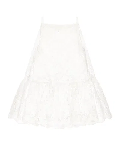 Givenchy Sliced Mini Ruffled Dress In Lace In White