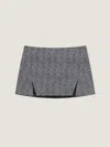 Givenchy Sliced Mini Skirt In Cotton Herringbone In Gray