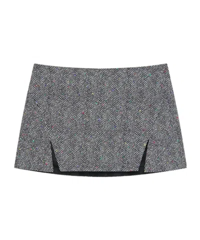 Givenchy Sliced Mini Skirt In Cotton Herringbone In Multi