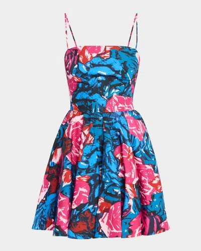 Givenchy Sliced Sleeveless Floral Cotton Poplin Mini Dress In Multi