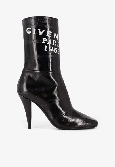 Givenchy Sliced Square 95 Leather Tape Ankle Boots In Black