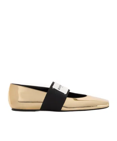 GIVENCHY SLICED SQUARE BALLERINAS IN MIRROR EFFECT LEATHER