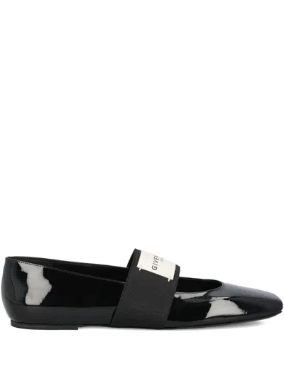Givenchy Sliced Square Ballerinas In Patent Leather In Black