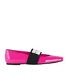 Givenchy Sliced Square Ballerinas In Patent Leather In Pink