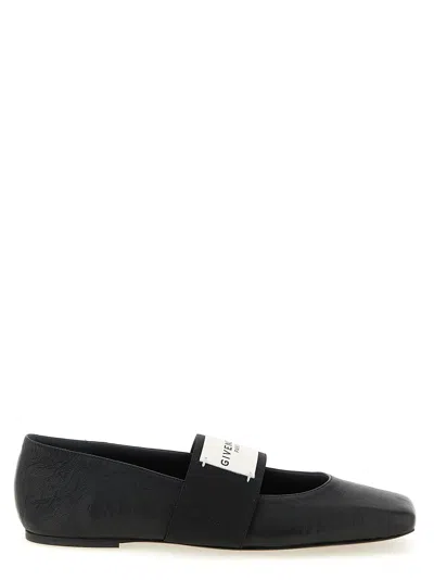 Givenchy Sliced Square Elastic-strap Ballet Flats In Black