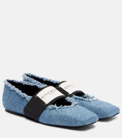 Givenchy Sliced Square Ballerinas In Denim In Multi