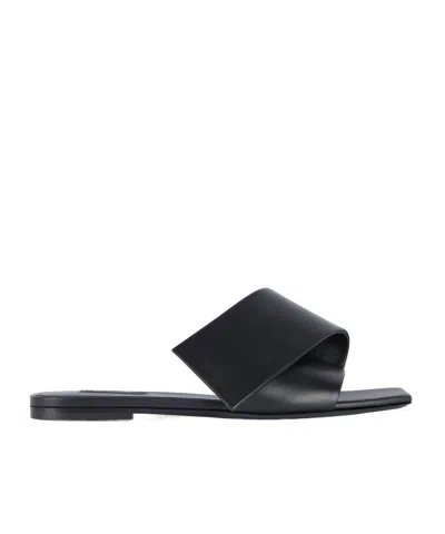 Givenchy Sliced Square Flat Sandals In Leather In Black