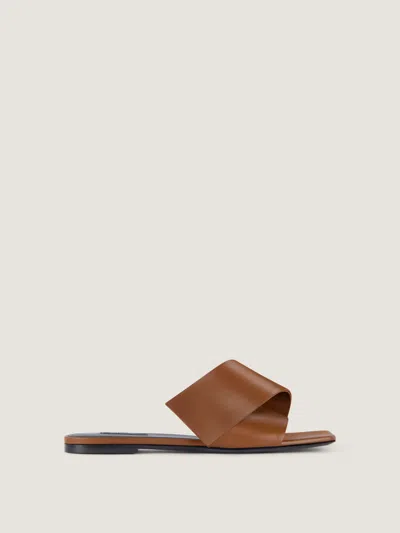 Givenchy Sliced Square Flat Sandals In Leather In Brown