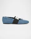 Givenchy Sliced Square Label Denim Ballerina Flats In Animal Print