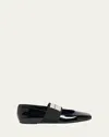 Givenchy Sliced Square Label Patent Leather Ballerina Flats In Black