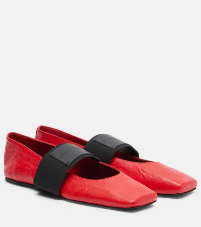 Givenchy Sliced Square Leather Ballet Flats In Red