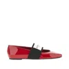 Givenchy Sliced Square Patent Leather Ballerina Flats In Red
