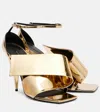 Givenchy Sliced Square Heeled Sandals In Mirror Effect Leather In Gold