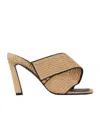 Givenchy Sliced Square Raffia-effect Heeled Mules In Nude