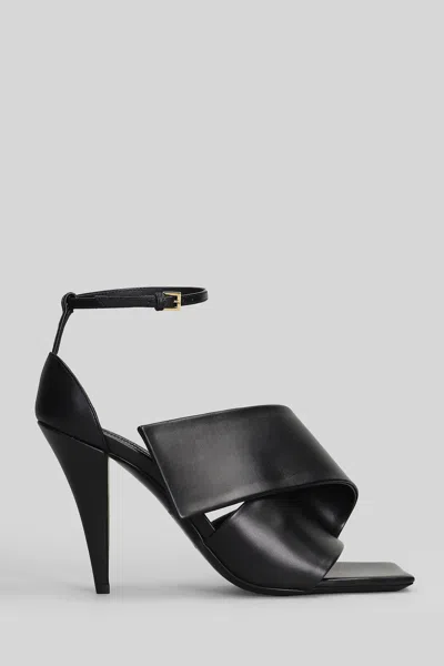 Givenchy Sliced Square Heeled Sandals In Leather In Black