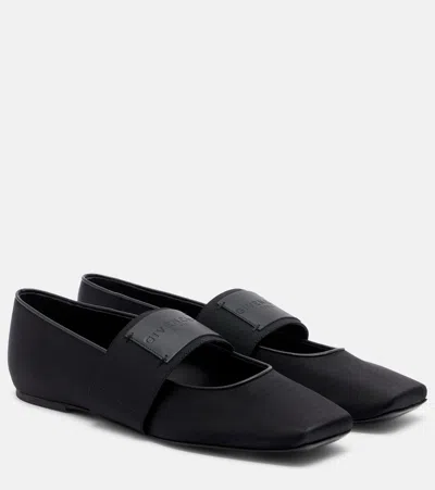 Givenchy Sliced Square Ballerinas In Satin In Black