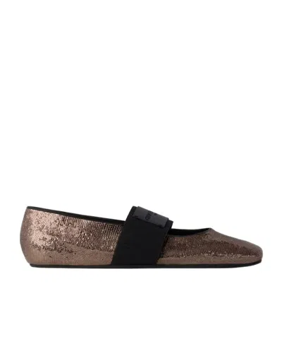 Givenchy Sliced Square Strap Ballet Flats In Brown