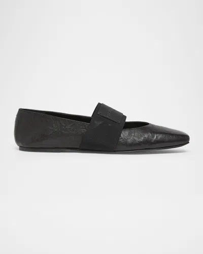 Givenchy Sliced Square Textured Leather Square-toe Ballerina Flats In Black
