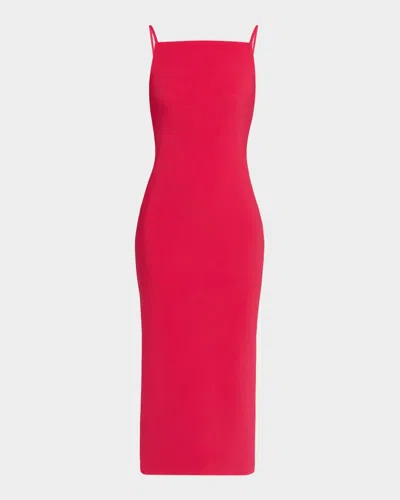 Givenchy Sliced Square-neck Sleeveless Midi Dress In Lipstick P