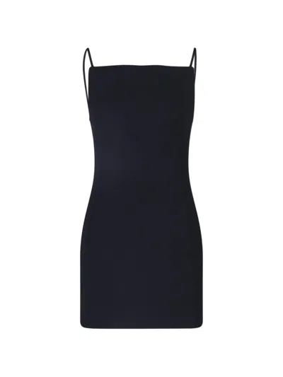 Givenchy Sliced Square-neck Spaghetti-strap Mini Dress In 블랙