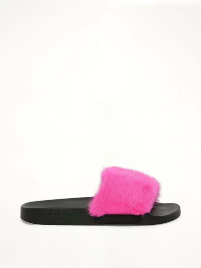 Givenchy Slide Flat Mink Sandal In Pink