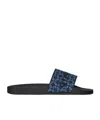 Givenchy Slide Flat Mules In Monogram 72 Denim In Black