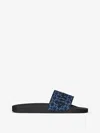 Givenchy Slide Flat Mules In Monogram 72 Denim In Dark Blue