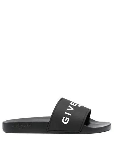 Givenchy Slide Flat Rubber Sandals Shoes In Black
