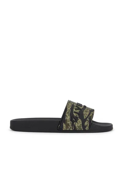 Givenchy Slide Flat Sandals In Black & Khaki