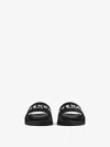 Givenchy 4g Leather-trimmed Embroidered Raffia Slides In Black