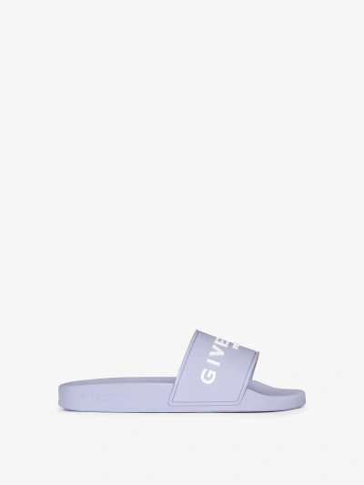 Givenchy Slide Flat Sandals In Rubber In Lavender