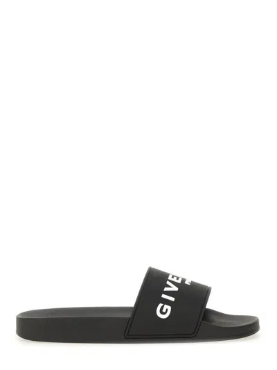 Givenchy Slide Sandal With Logo In Black