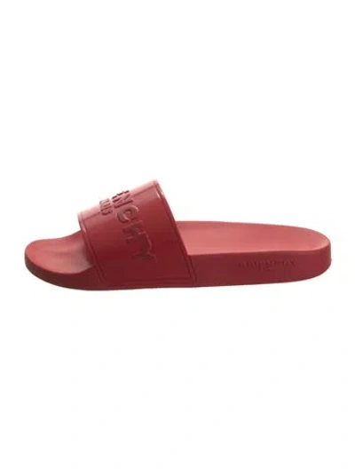 Pre-owned Givenchy Slide Sandals Rubber Slides In Red