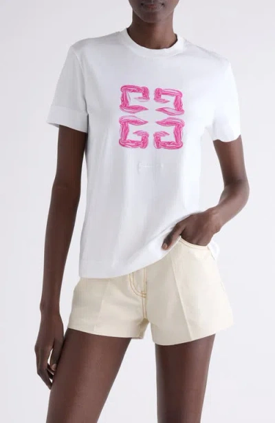 Givenchy Slim Fit 4g Logo Graphic T-shirt In White